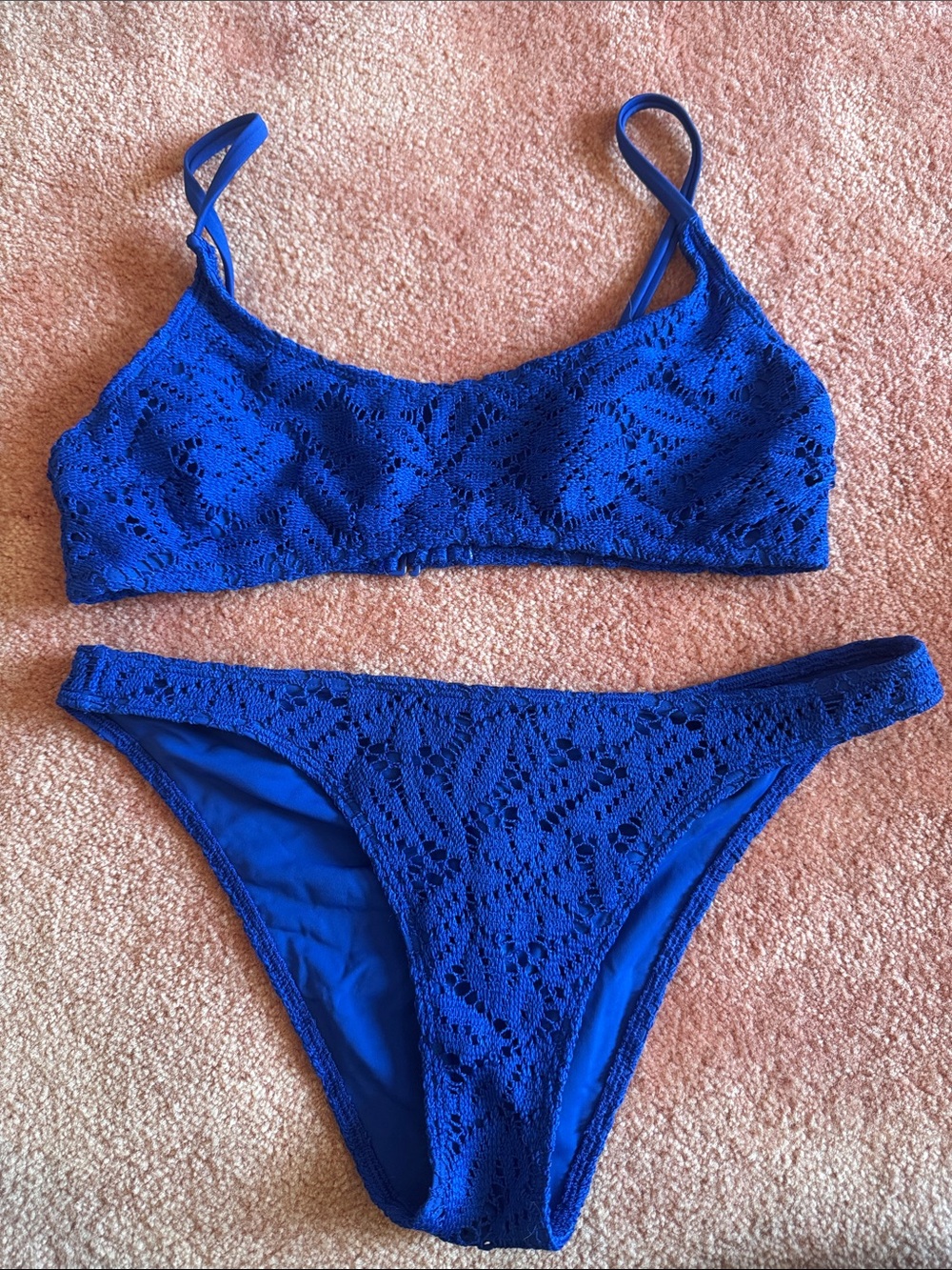 Aerie Cobalt Blue Crochet Bikini Set